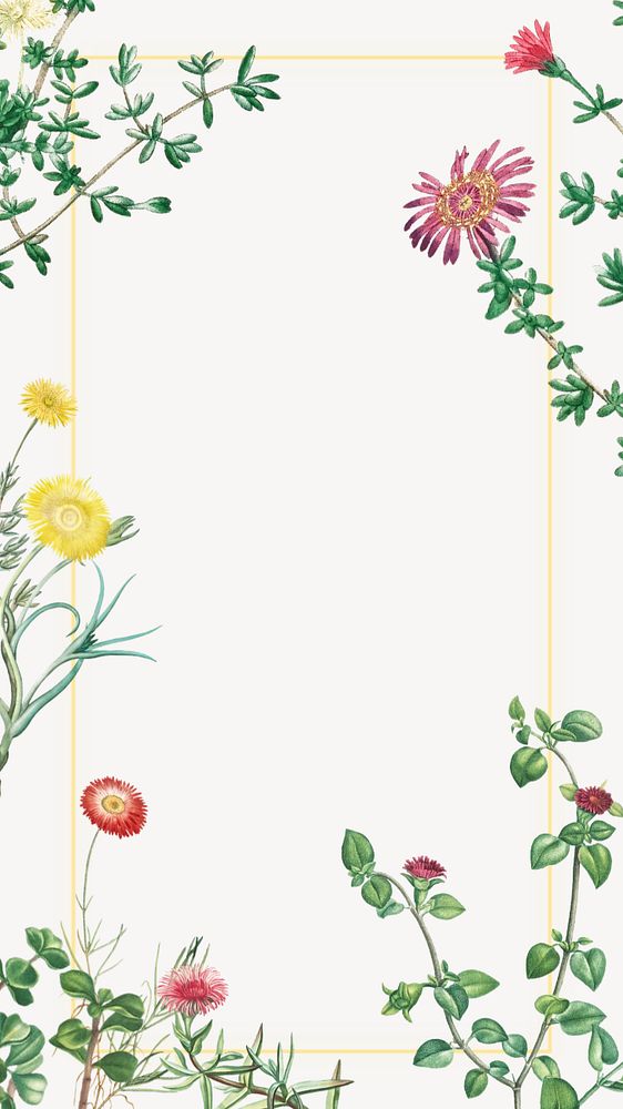 Colorful spring flowers iPhone wallpaper, off-white frame background, editable design