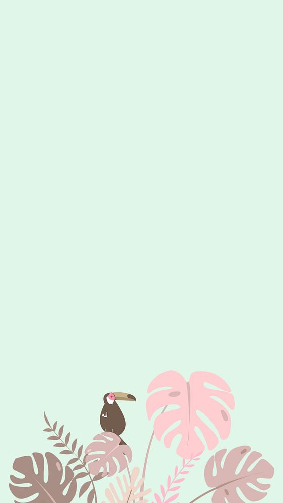 Pastel tropical leaf iPhone wallpaper, editable green design