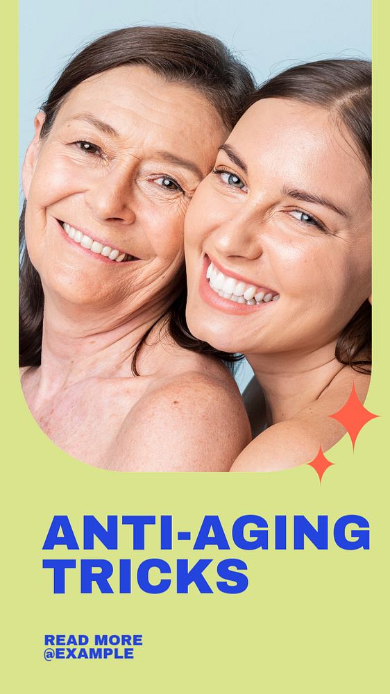 Anti-aging tricks social story template, editable Instagram design