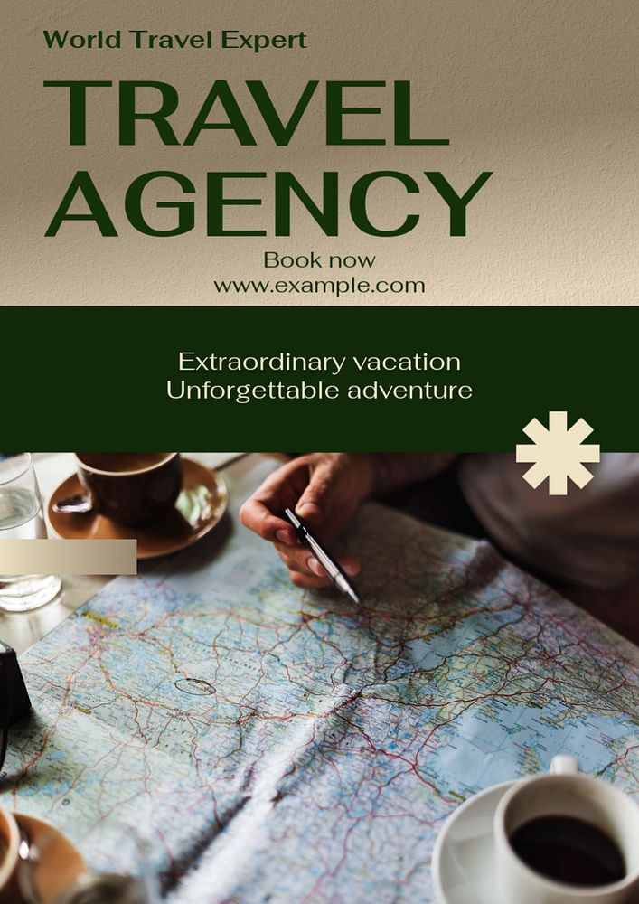 Travel agency poster template, editable text & design