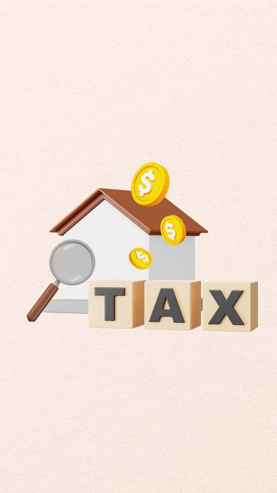 Property tax 3D iPhone wallpaper, finance remix, editable design