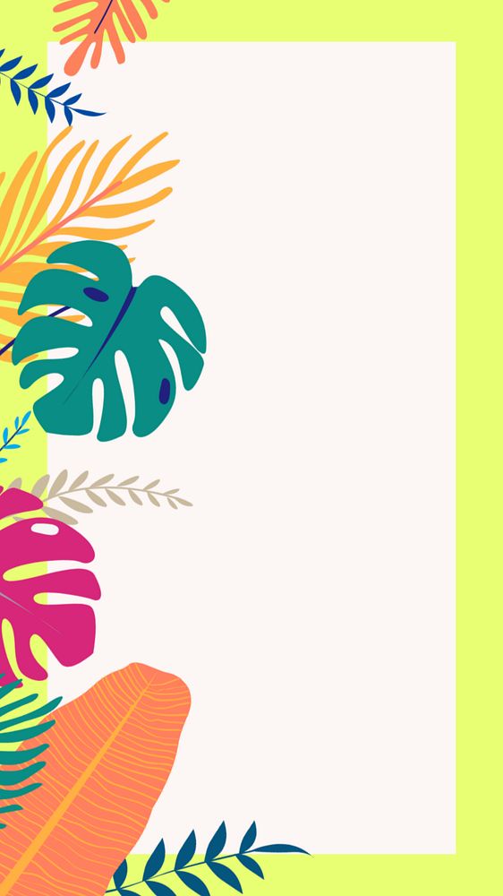 Colorful tropical leaf iPhone wallpaper, editable green design