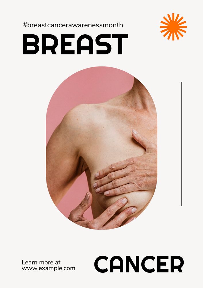 Breast cancer poster template, editable text & design