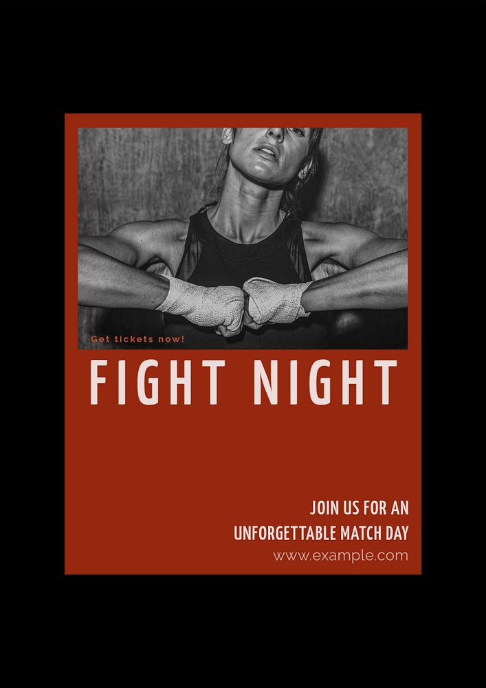 Fight night poster template, editable text & design