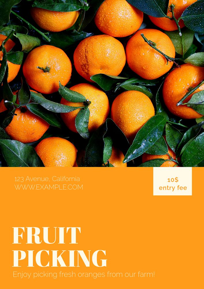 Fruit picking poster template, editable text & design