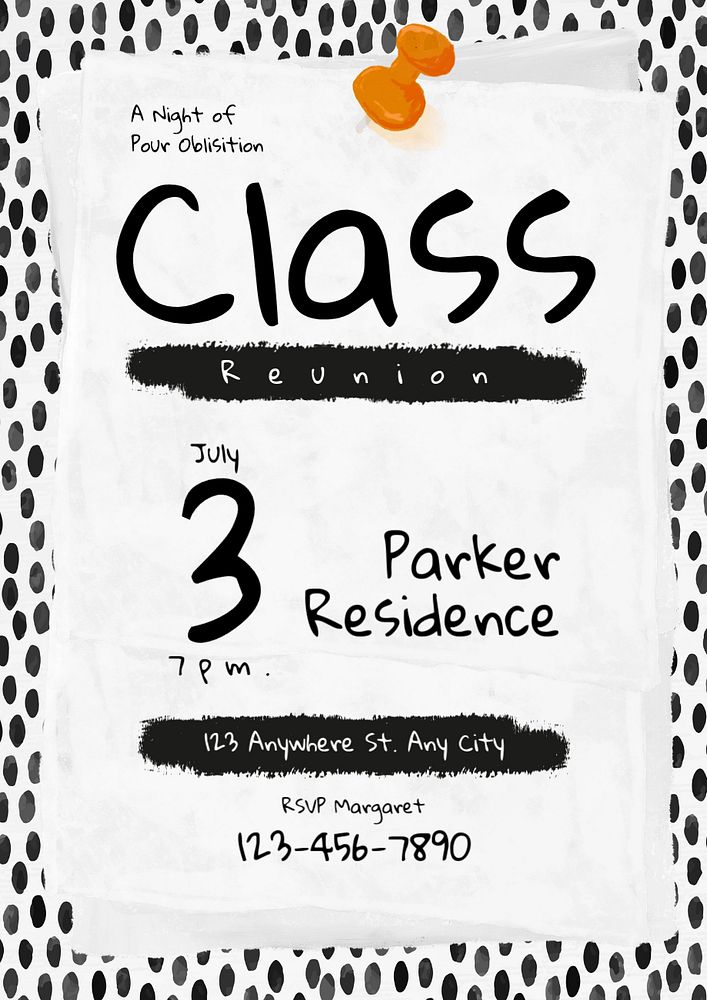 Class reunion poster template, editable text and design