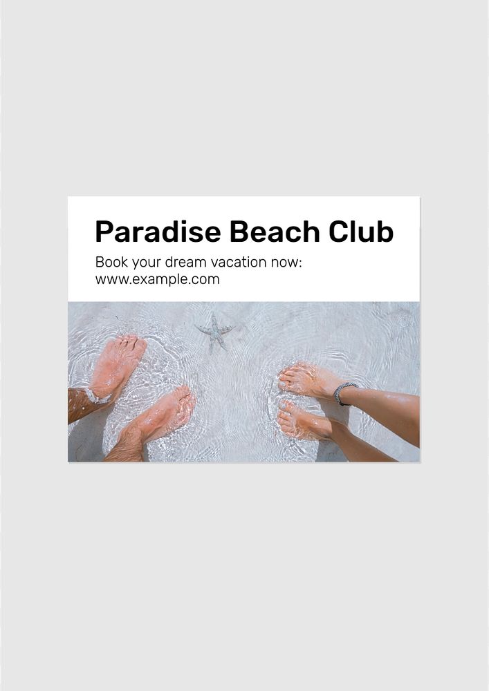 Paradise beach club poster template, editable text & design