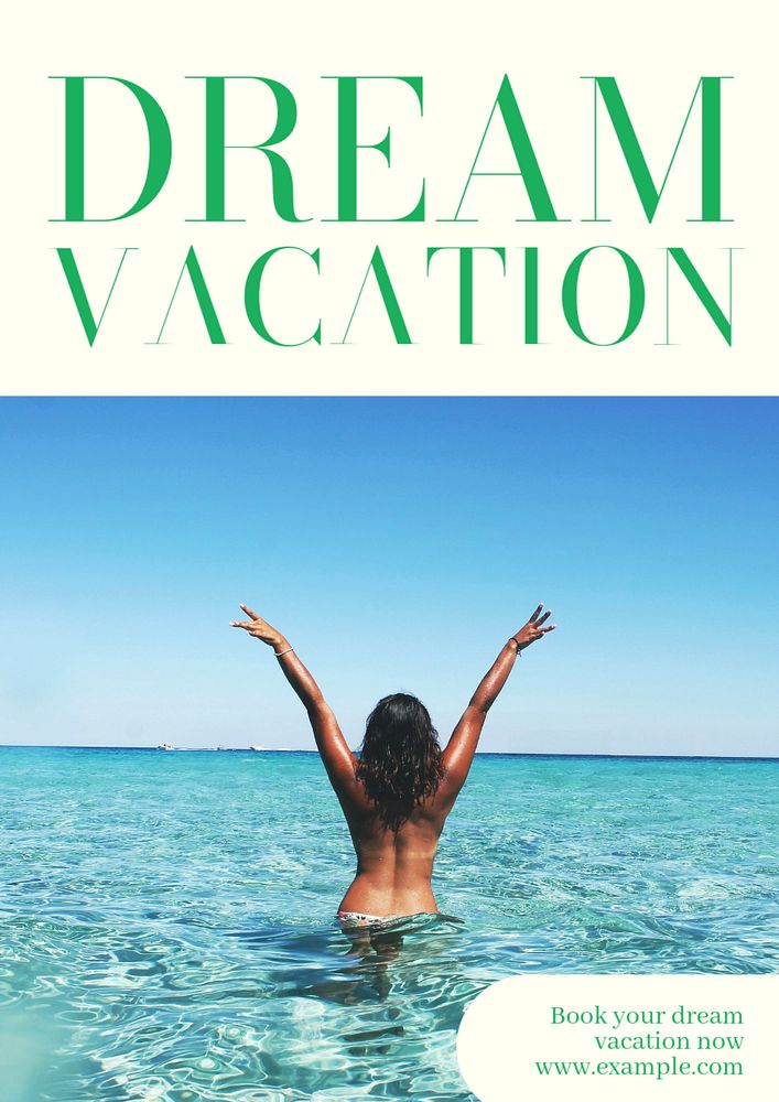 Dream vacation poster template, editable text & design