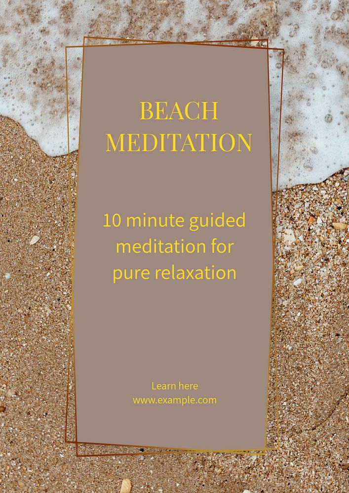 Beach meditation poster template, editable text & design