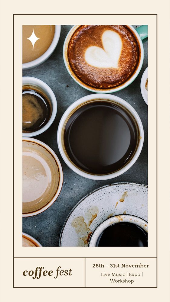 Coffee festival social story template, editable Instagram design