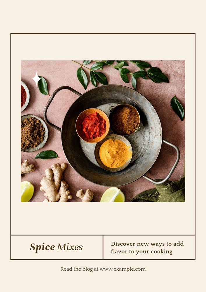 Spice mixes poster template, editable text & design