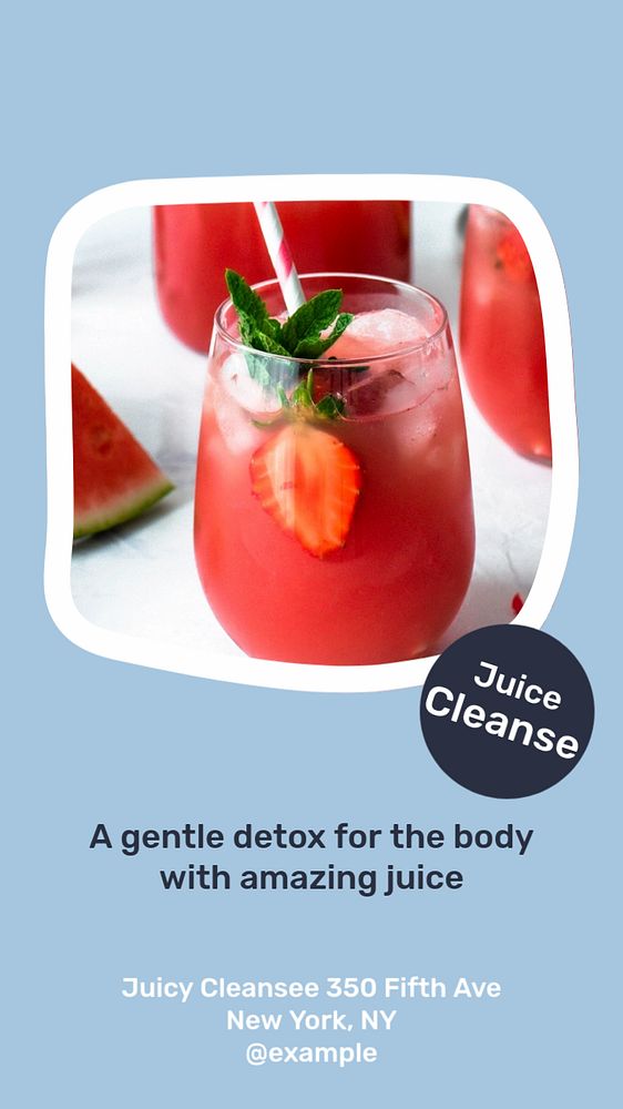 Juice Cleanse social story template, editable Instagram design