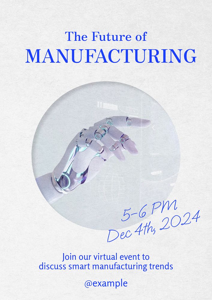 Manufacturing industry poster template, editable text & design