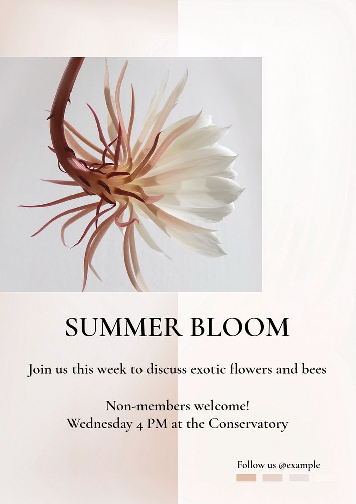 Summer bloom poster template, editable text & design