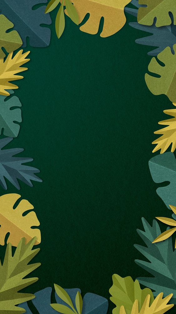 Paper craft leaf iPhone wallpaper, editable design