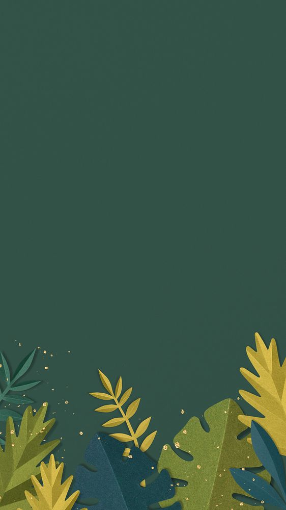 Paper leaf frame iPhone wallpaper, editable design