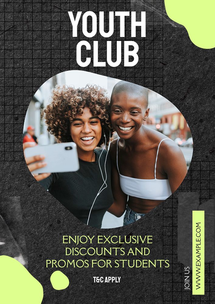 Youth club poster template, editable text & design