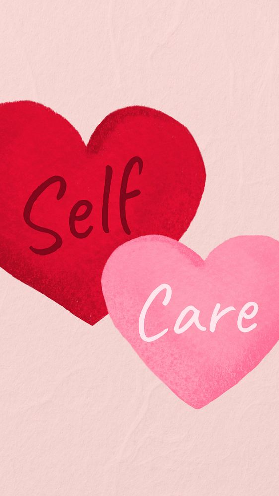 Self-care hearts iPhone wallpaper, editable design