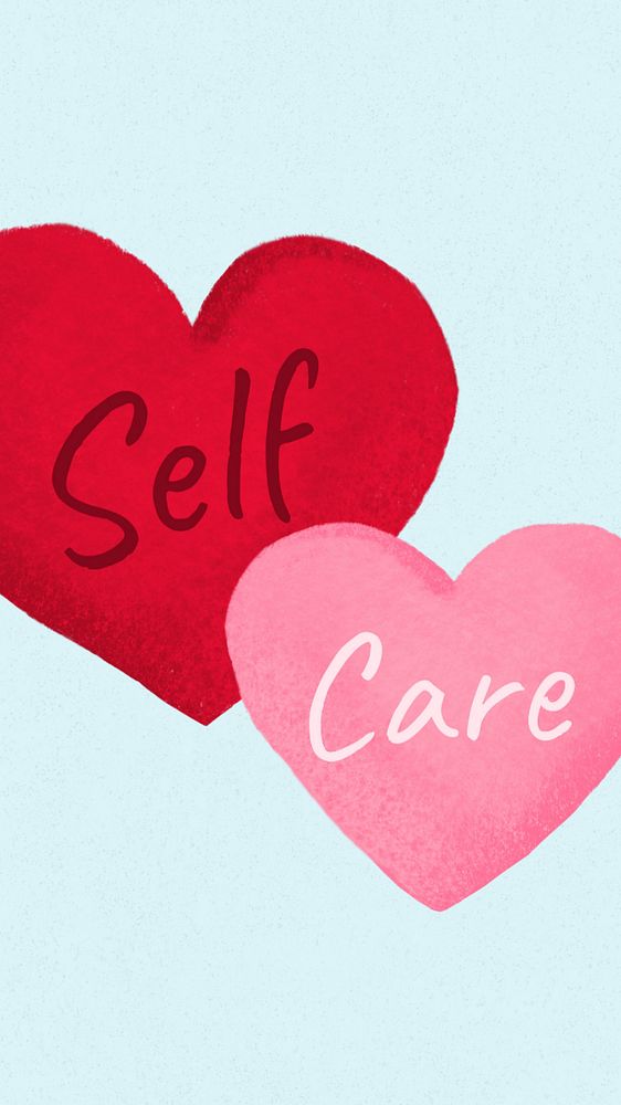 Self-care hearts iPhone wallpaper, editable design