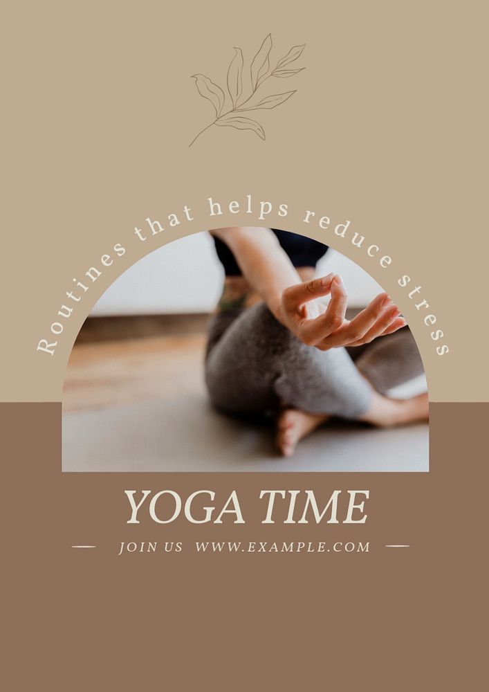 Yoga poster template, editable text & design