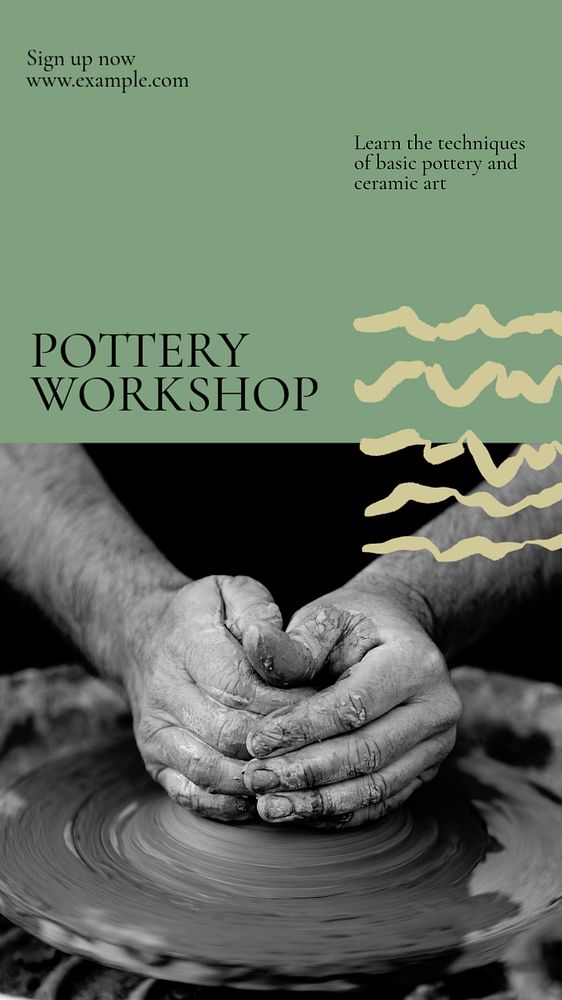 Pottery workshop social story template, editable Instagram design