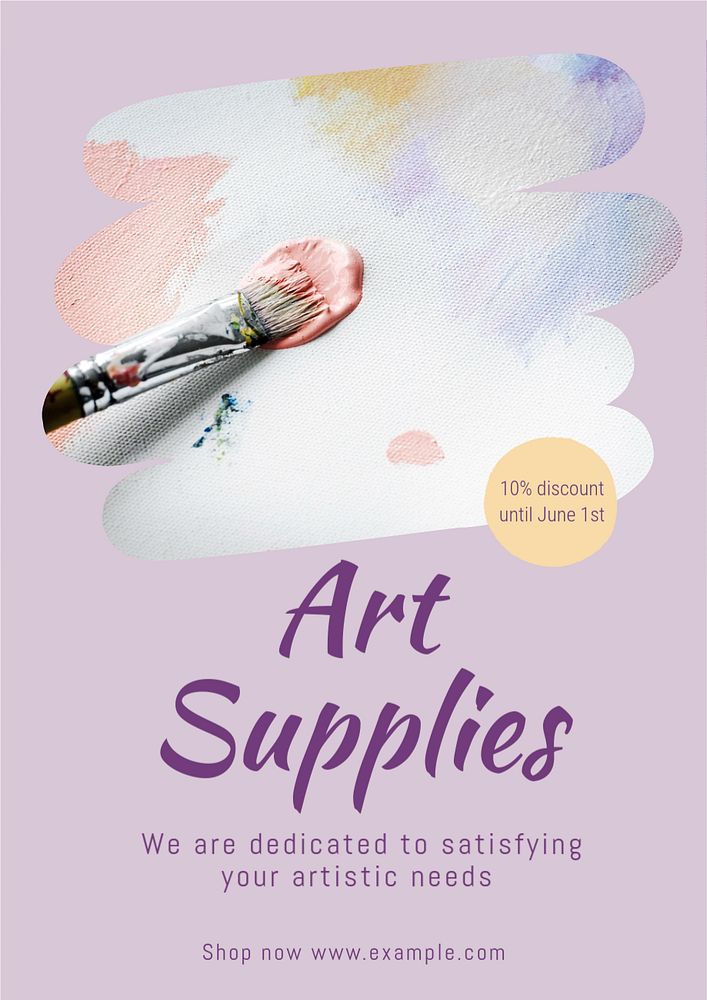 Art supplies store poster template, editable text & design