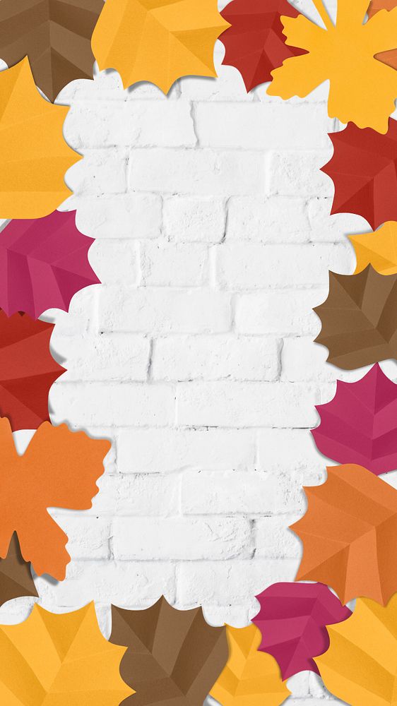 Paper craft leaf iPhone wallpaper, editable design