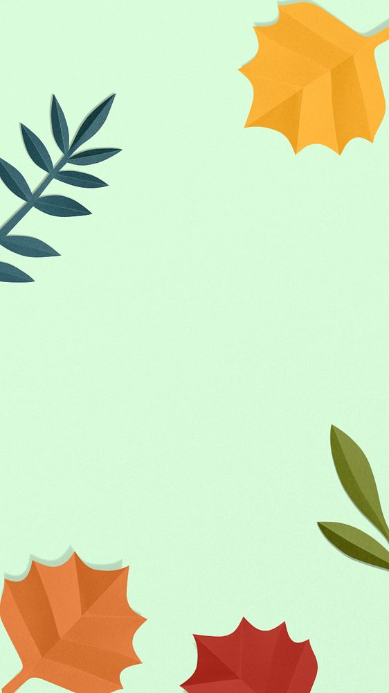 Paper leaf frame iPhone wallpaper, editable design