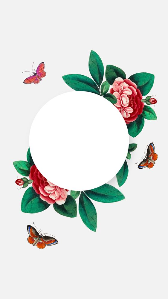 Flower iPhone illustration, circle shape on simple background, editable design