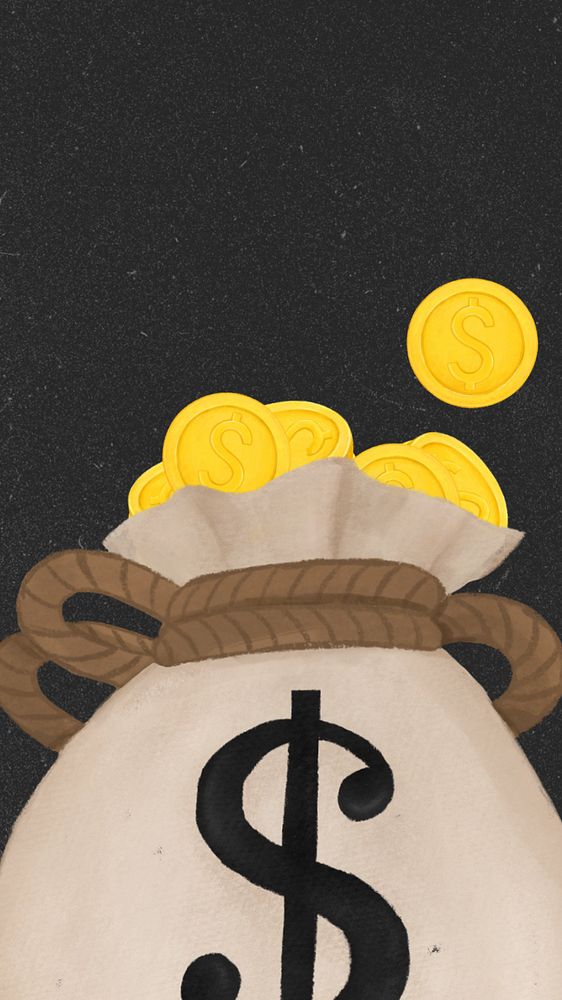 Money bag iPhone wallpaper, finance illustration, editable design