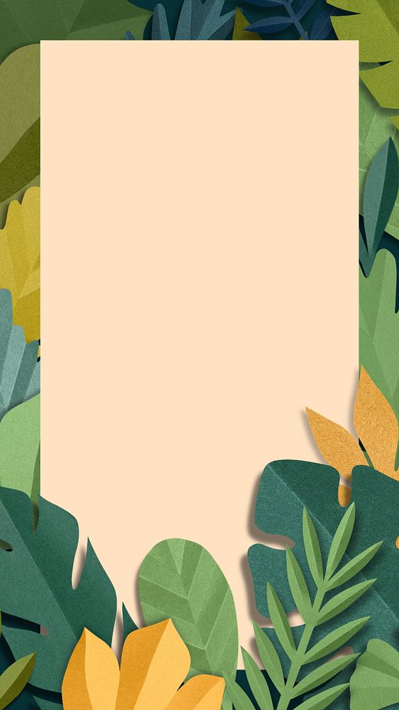 Paper craft leaf iPhone wallpaper, editable design