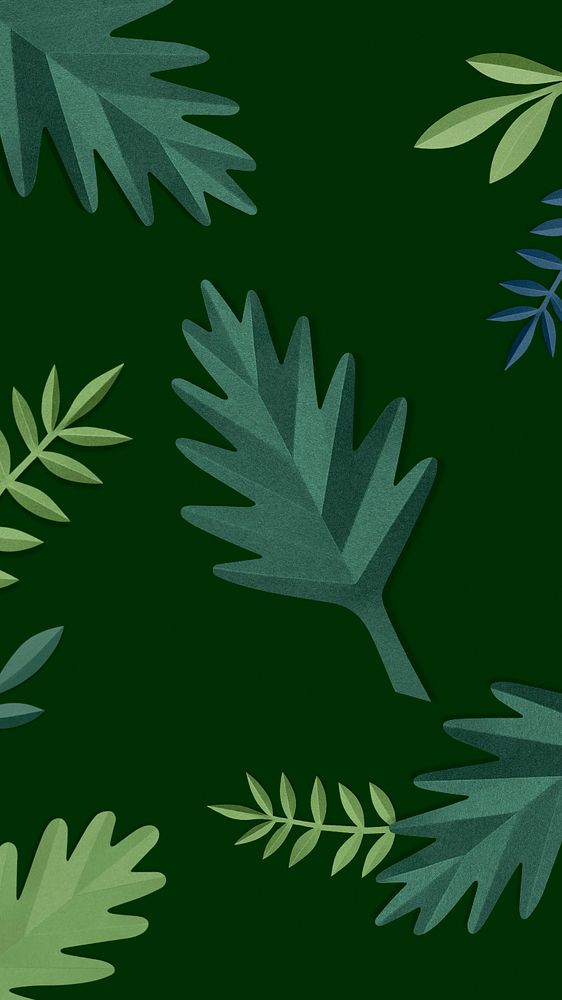 Paper craft leaf iPhone wallpaper, editable design