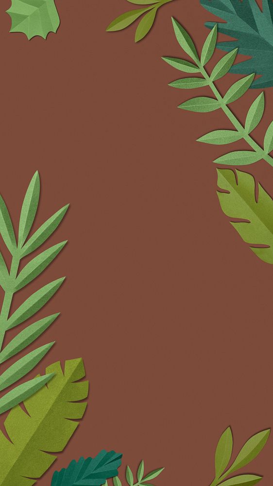 Paper leaf frame iPhone wallpaper, editable design