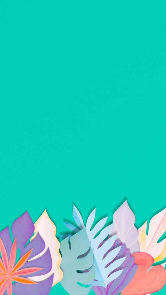 Paper leaf frame iPhone wallpaper, editable design