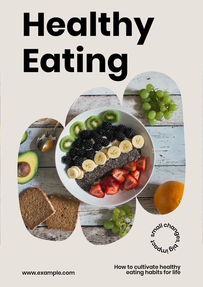 Healthy eating poster template, editable text & design