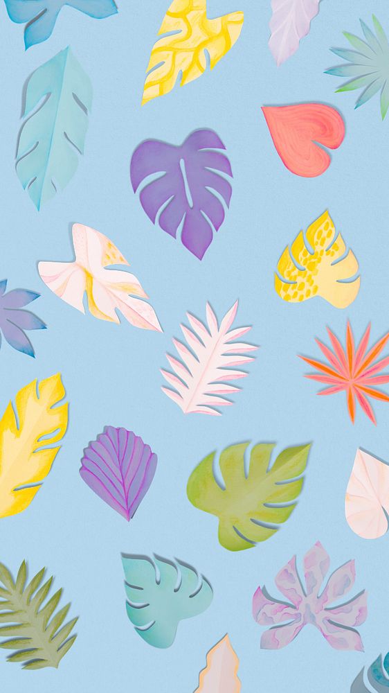 Paper craft leaf iPhone wallpaper, editable design