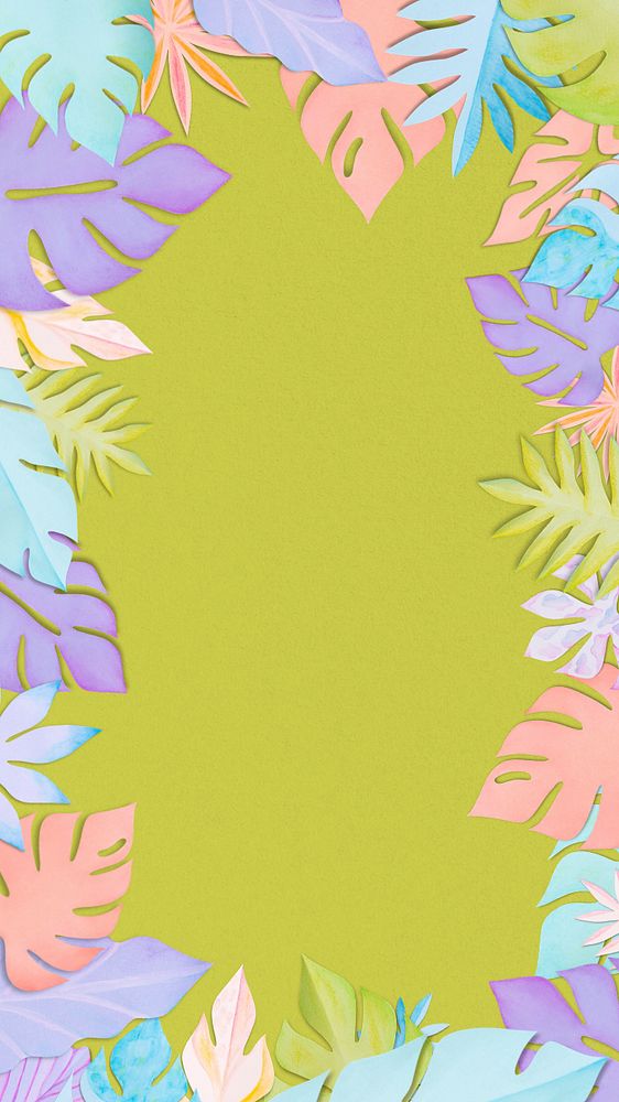 Paper craft leaf iPhone wallpaper, editable design