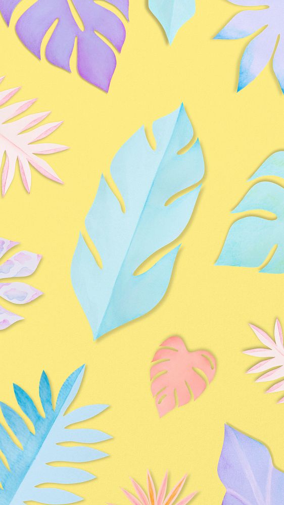 Paper craft leaf iPhone wallpaper, editable design