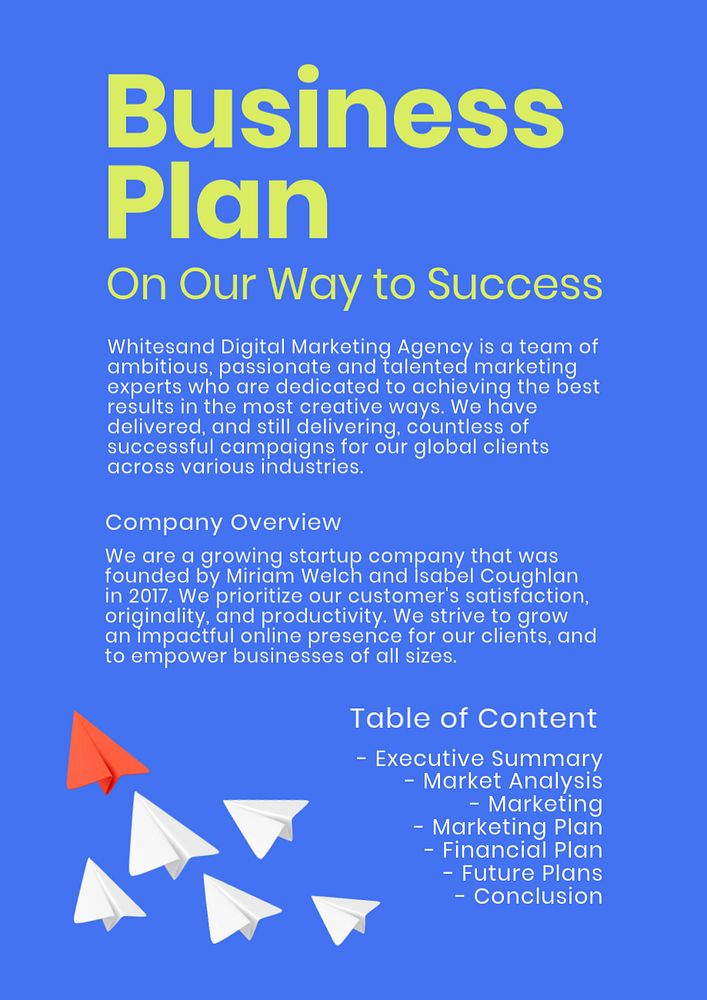 Business plan poster template, editable text and design