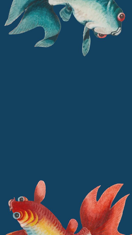 Fish iPhone wallpaper, blue background, editable design