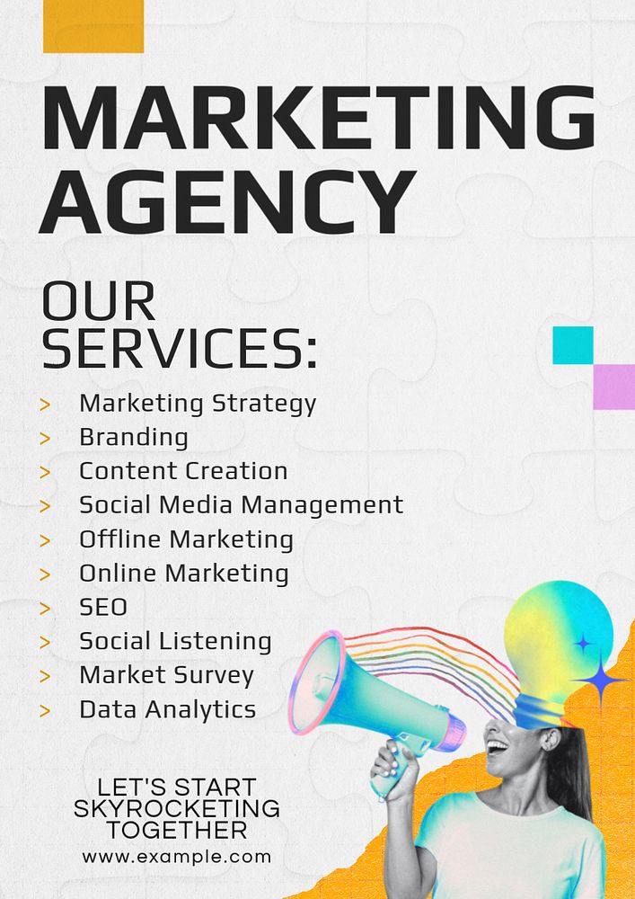 Marketing agency poster template, editable text and design