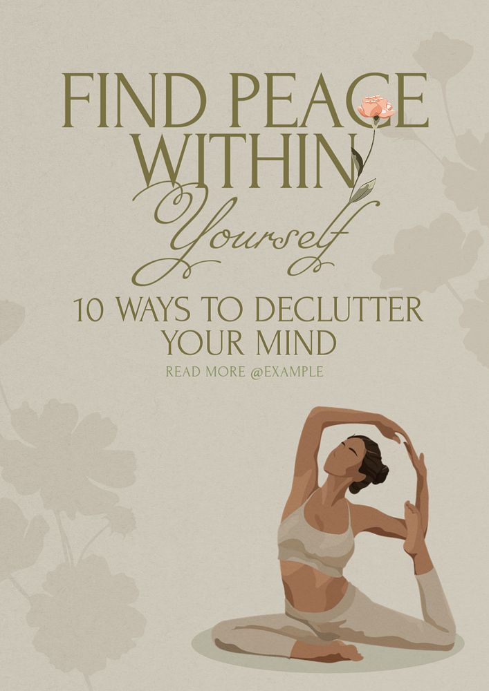 Meditation guide poster template, editable text and design