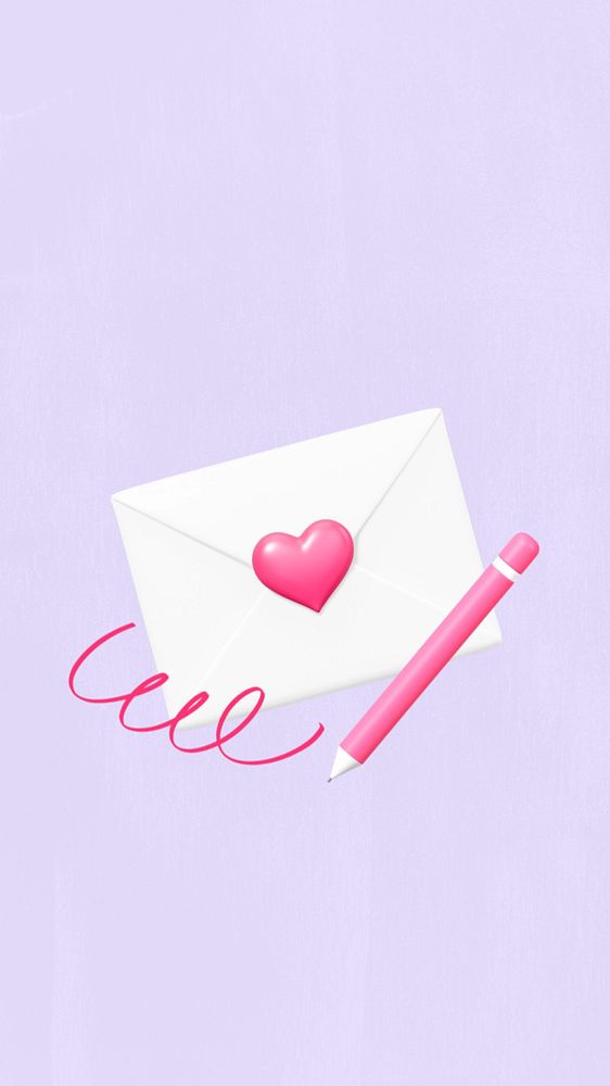 Valentine's love letter iPhone wallpaper, cute 3D remix, editable design