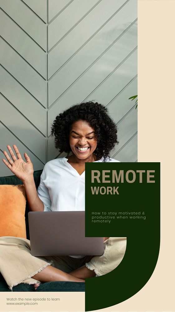 Remote work social story template, editable Instagram design