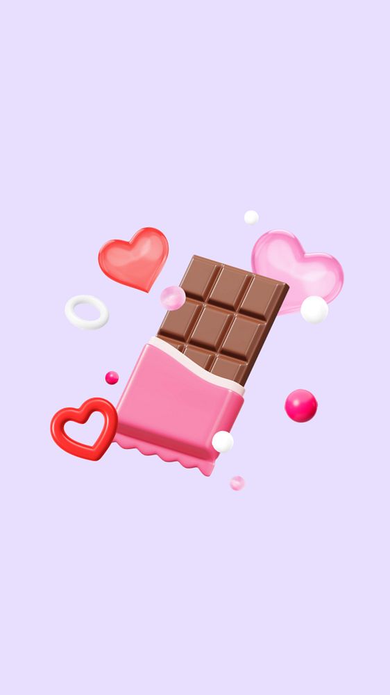 Valentine's chocolate bar iPhone wallpaper, 3D love remix, editable design