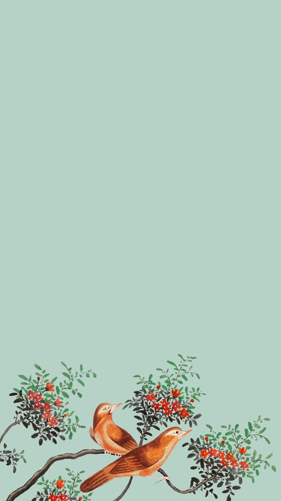 Vintage bird iPhone wallpaper, simple background, editable design