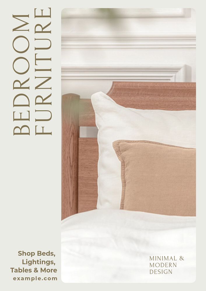 Bedroom furniture poster template, editable text & design