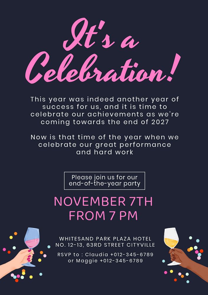 Celebration party poster template, editable text and design