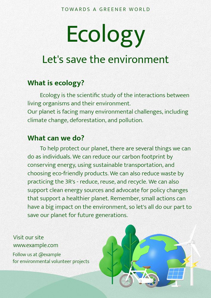 Ecology editable poster template