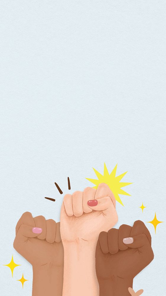 Raised fists iPhone wallpaper, symbolic hand gesture remix, editable design